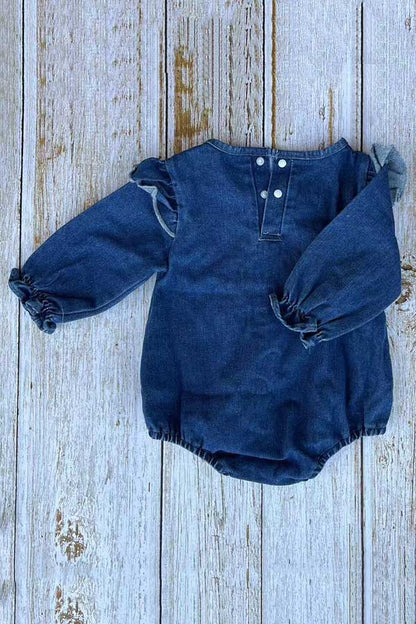 Western Baby Cowgirl embroidery long sleeve denim baby romper 251279M