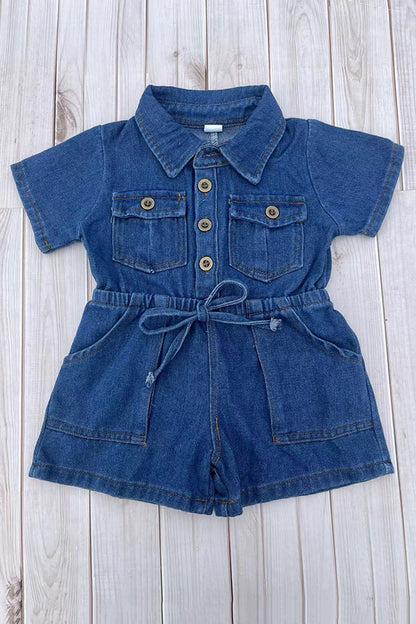 Dneim fabric short sleeve one piece girls overall jumpsuit 251284M