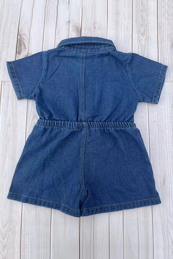 Dneim fabric short sleeve one piece girls overall jumpsuit 251284M