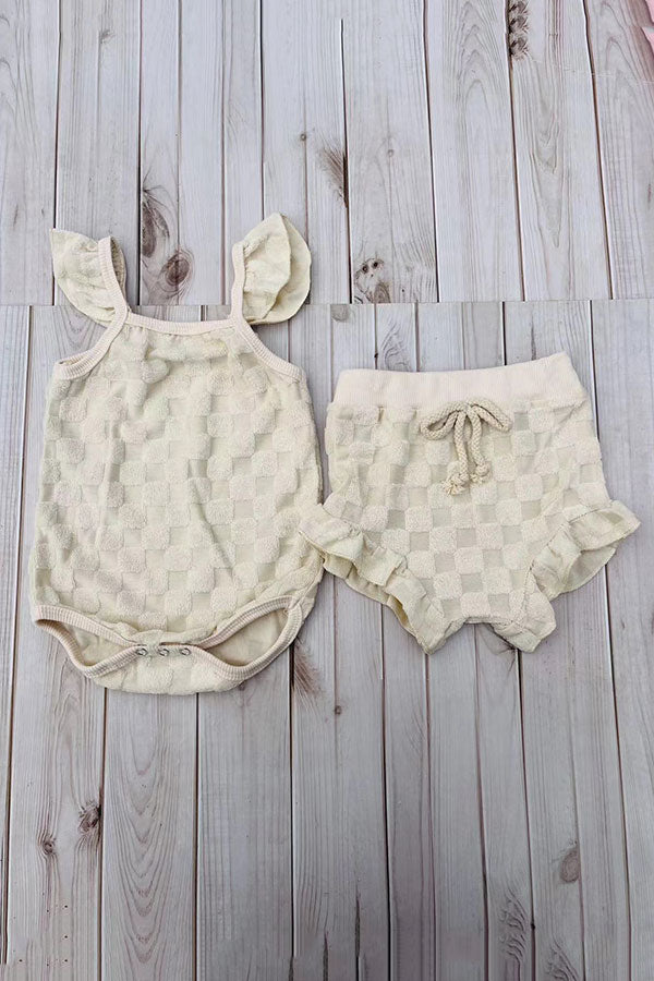 Cream cap sleeve romper & bloomer 2pc infant baby sets 251287M