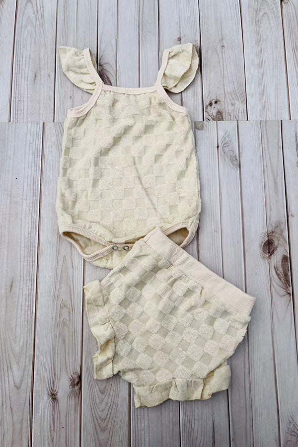 Cream cap sleeve romper & bloomer 2pc infant baby sets 251287M