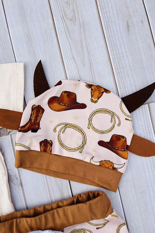 Howdy I'M New here romper & pant & hat 3pc baby sets 251289M