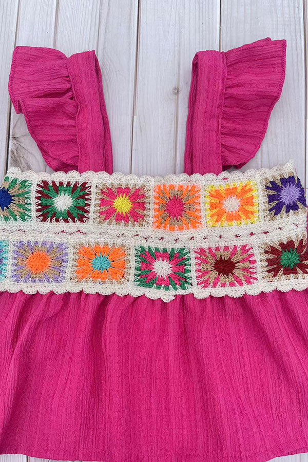 Knitted trim & Pink short sleeve top & shorts 2pc girls set 251290M