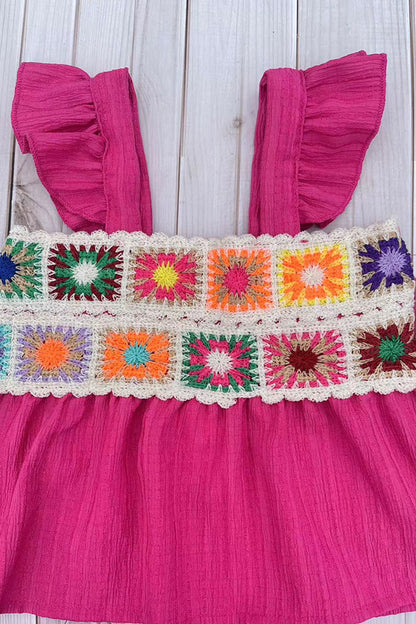 Knitted trim & Pink short sleeve top & shorts 2pc girls set 251290M
