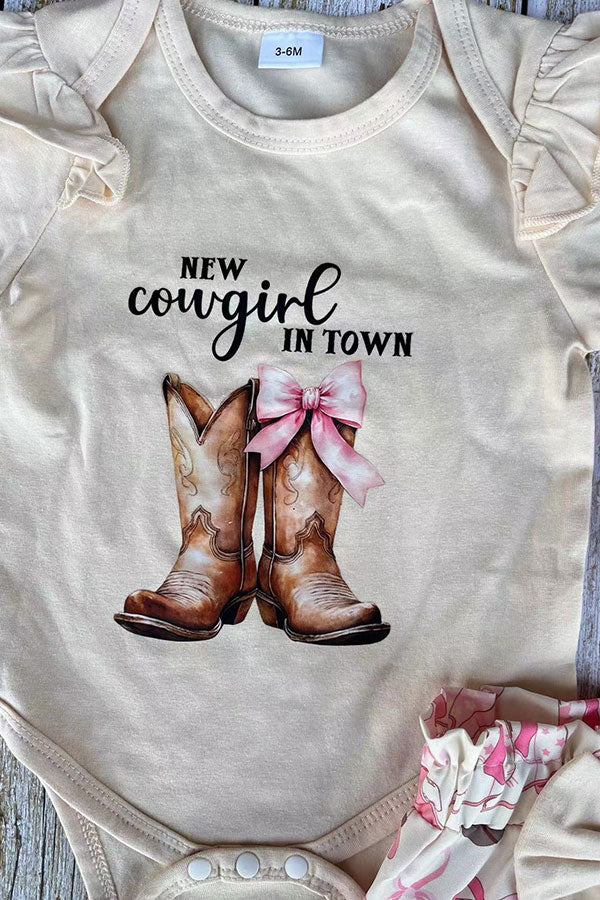 New cowgril IN TOWN & pant 3pc baby girls sets w/headband 251303M