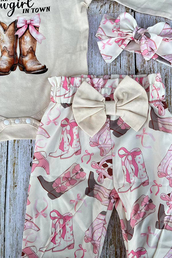 New cowgril IN TOWN & pant 3pc baby girls sets w/headband 251303M