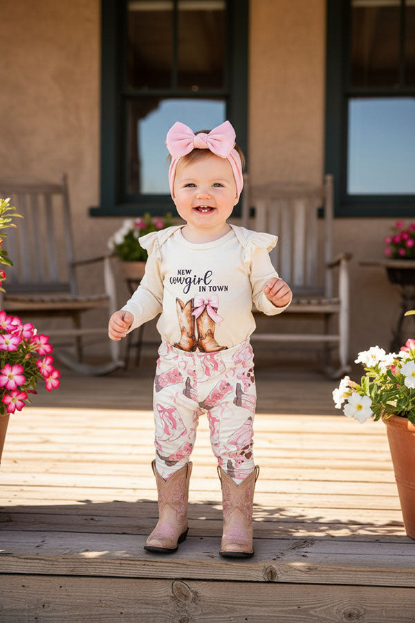 New cowgril IN TOWN & pant 3pc baby girls sets w/headband 251303M