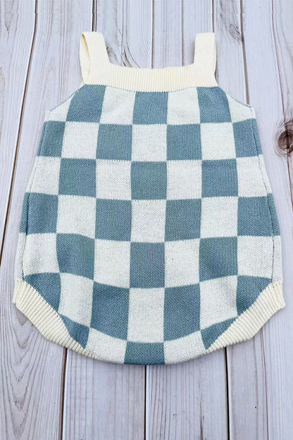 Blue Checkered knitted adjustable sweater infant baby onesies 2601007M