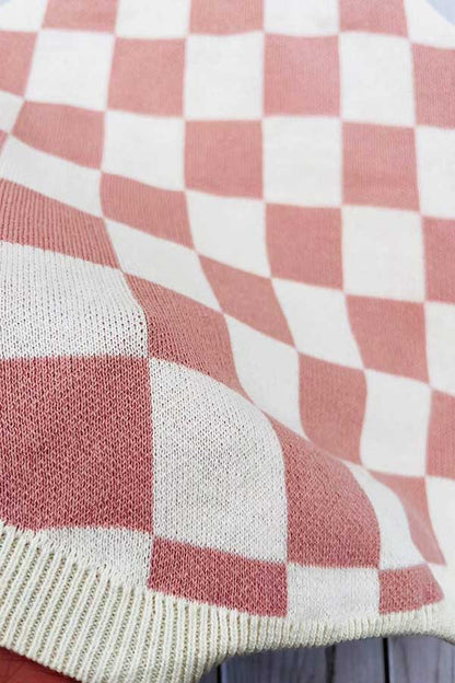 Pink Checkered knitted adjustable sweater infant baby onesies 2601006M