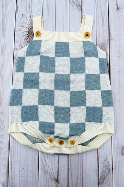 Blue Checkered knitted adjustable sweater infant baby onesies 2601007M