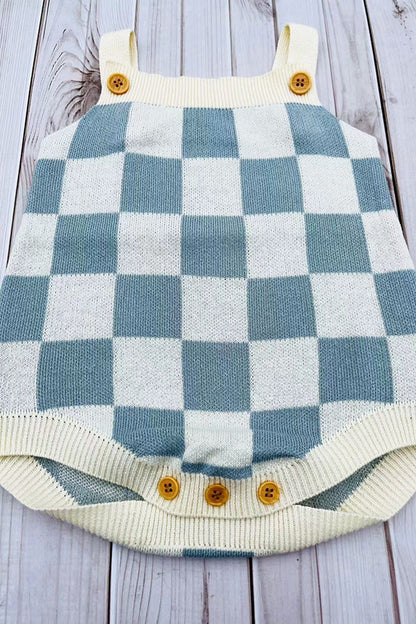 Blue Checkered knitted adjustable sweater infant baby onesies 2601007M
