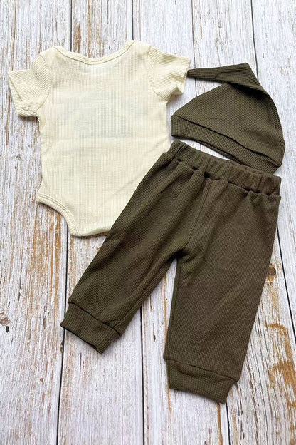New to the farm & tractor embroidery romper & pant & hat 3pc baby sets 2601009M