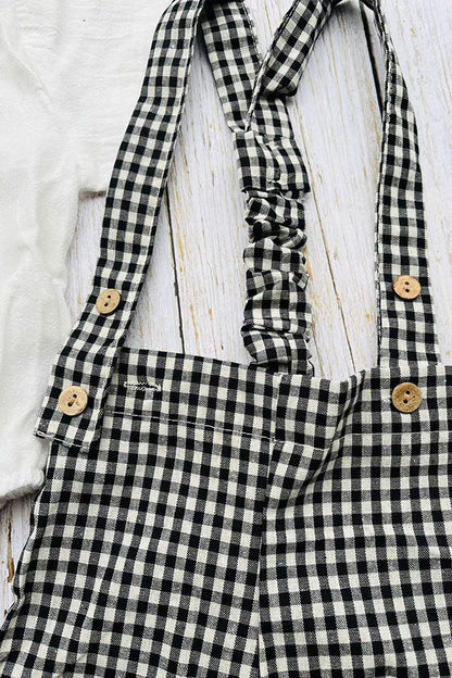 Soft gauze white short sleeve onesie & suspender shorts & bow tie boy's set 2601012M