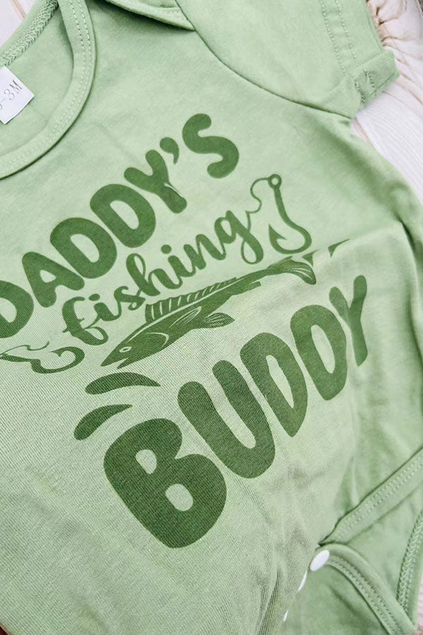 DADDY'S fishing BUDDY onesie & pant & hat 3pc baby sets 2601020M