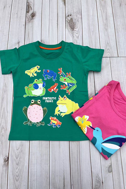 Green fantastic frogs printed short sleeve kids t-shirt 2601031M