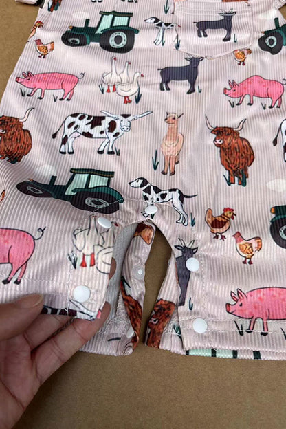 Western farm animal printed unisex newborn baby romper 2601056M