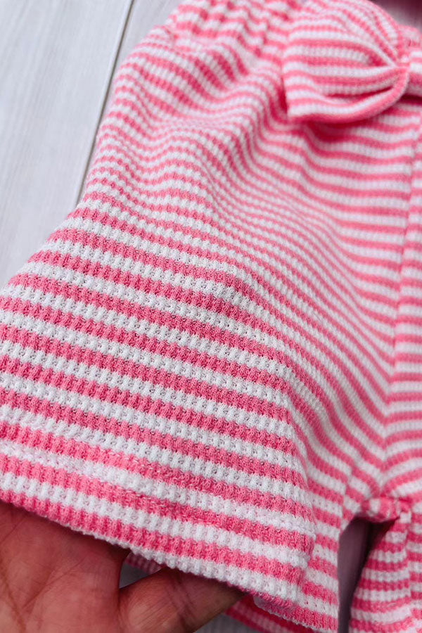 Western pink striped crop top & shorts girls boutique set 2601062M