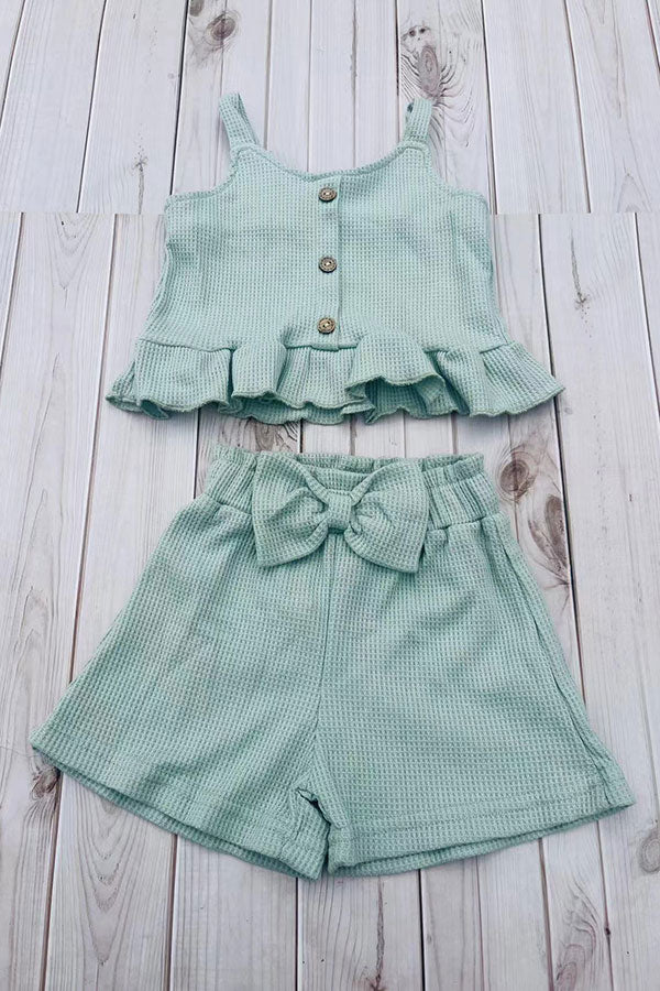 Light Green crop top & shorts girls boutique set 2601064M