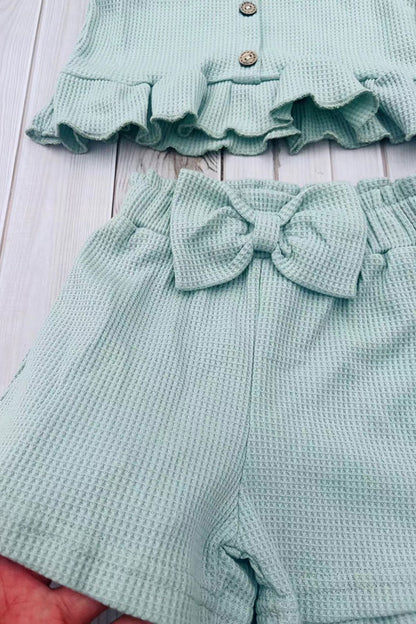 Light Green crop top & shorts girls boutique set 2601064M
