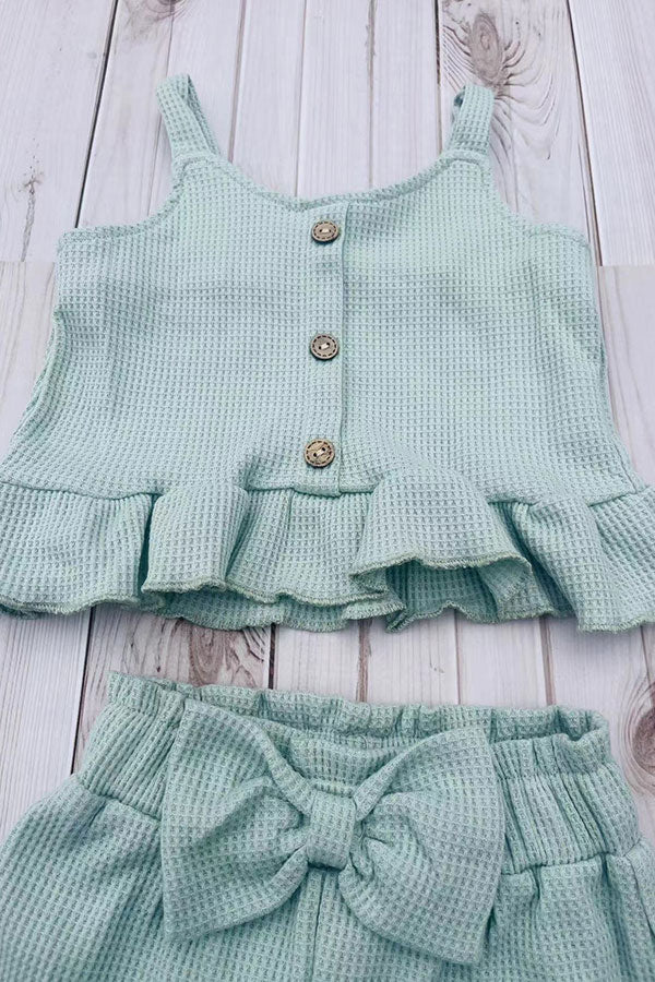 Light Green crop top & shorts girls boutique set 2601064M