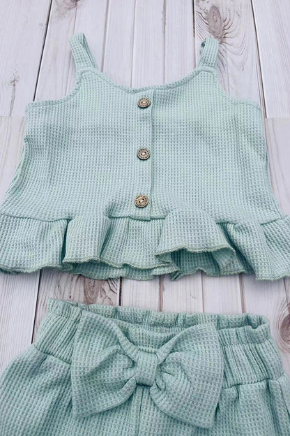 Light Green crop top & shorts girls boutique set 2601064M