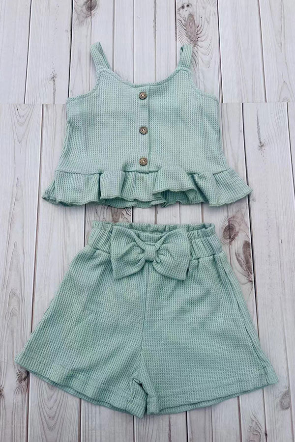 Light Green crop top & shorts girls boutique set 2601064M