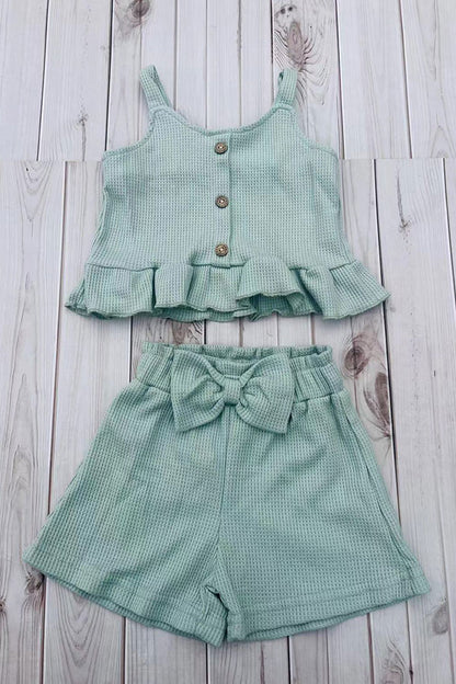 Light Green crop top & shorts girls boutique set 2601064M