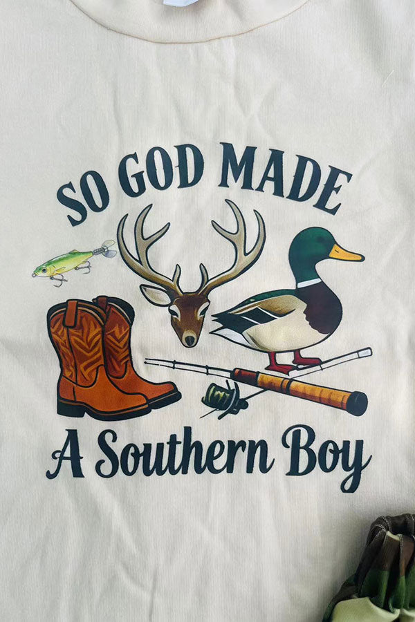 Western Southern boy top & camo shorts boy's boutique set 2601065M