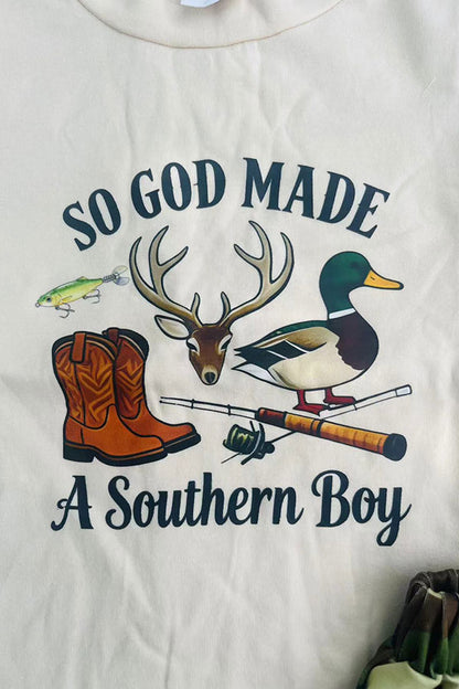 Western Southern boy top & camo shorts boy's boutique set 2601065M