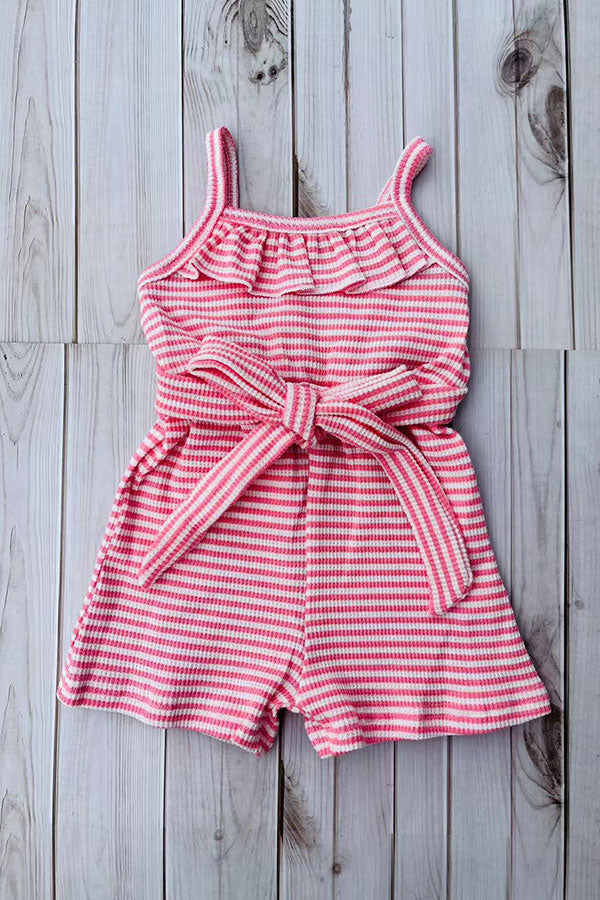 Western pink waffle one piece girls boutique jumpsuit 2601070M