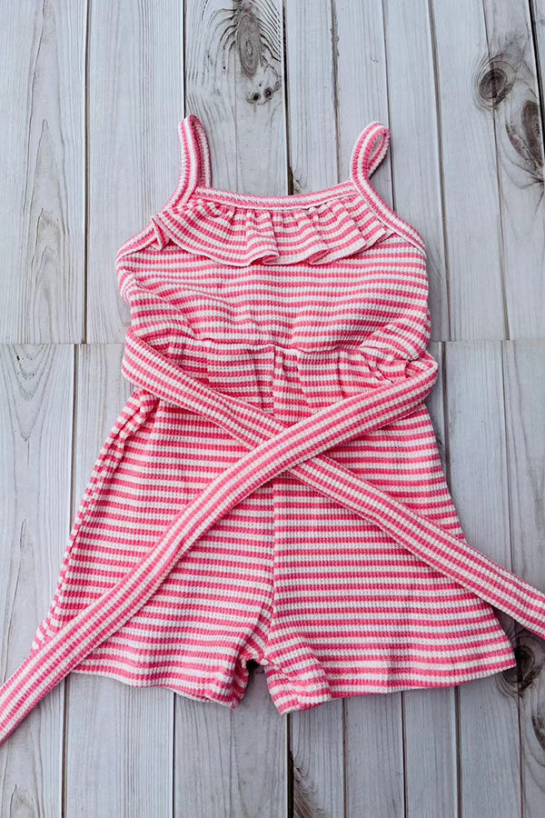 Western pink waffle one piece girls boutique jumpsuit 2601070M