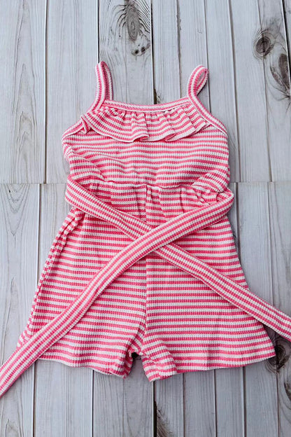 Western pink waffle one piece girls boutique jumpsuit 2601070M