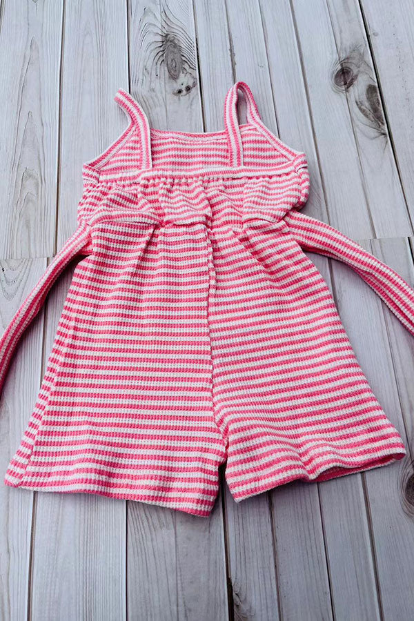 Western pink waffle one piece girls boutique jumpsuit 2601070M
