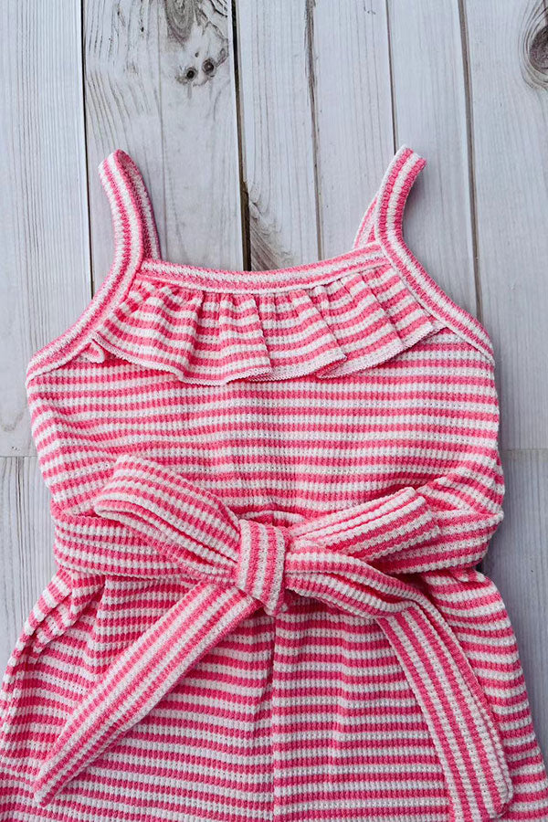 Western pink waffle one piece girls boutique jumpsuit 2601070M