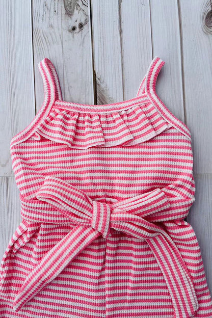Western pink waffle one piece girls boutique jumpsuit 2601070M
