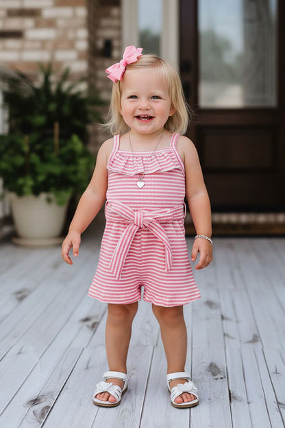 Western pink waffle one piece girls boutique jumpsuit 2601070M