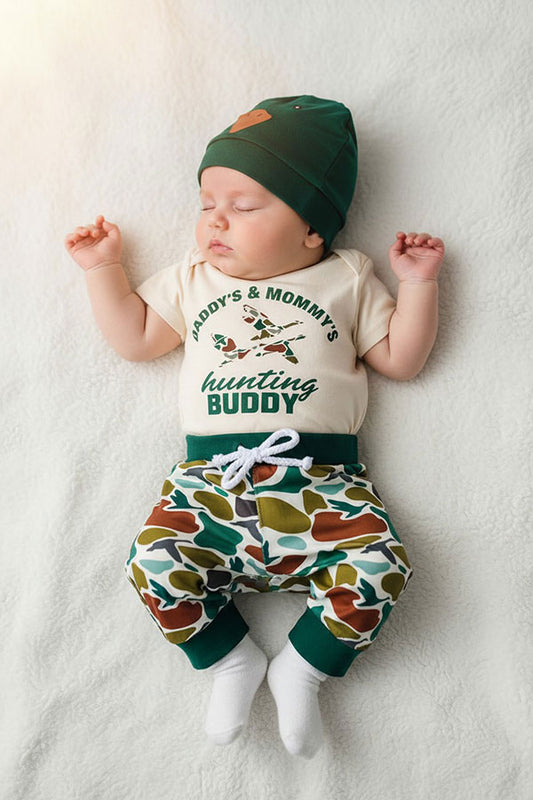 Western mallards hunting romper & pant & hat baby boutique sets 2601075M