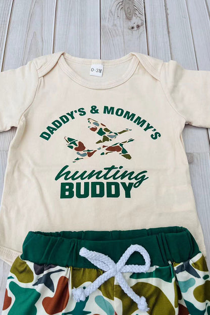 Western mallards hunting romper & pant & hat baby boutique sets 2601075M