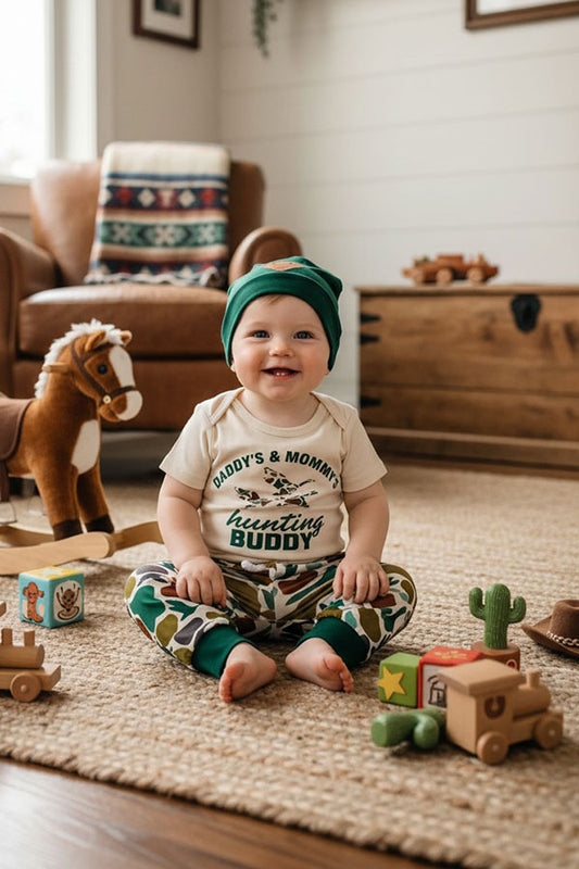 Western mallards hunting romper & pant & hat baby boutique sets 2601075M
