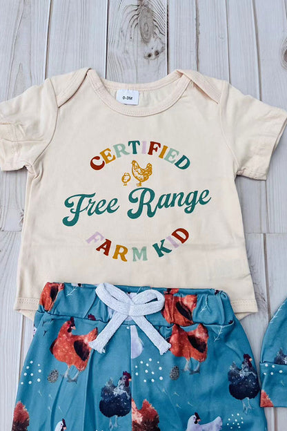 Western farm kid romper & pant & hat 3pc baby boutique sets 2601077M