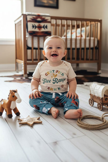 Western farm kid romper & pant & hat 3pc baby boutique sets 2601077M