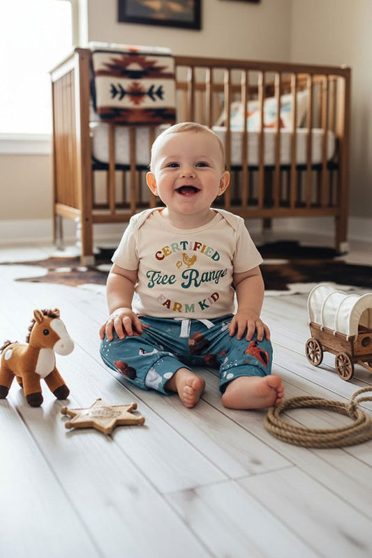 Western farm kid romper & pant & hat 3pc baby boutique sets 2601077M