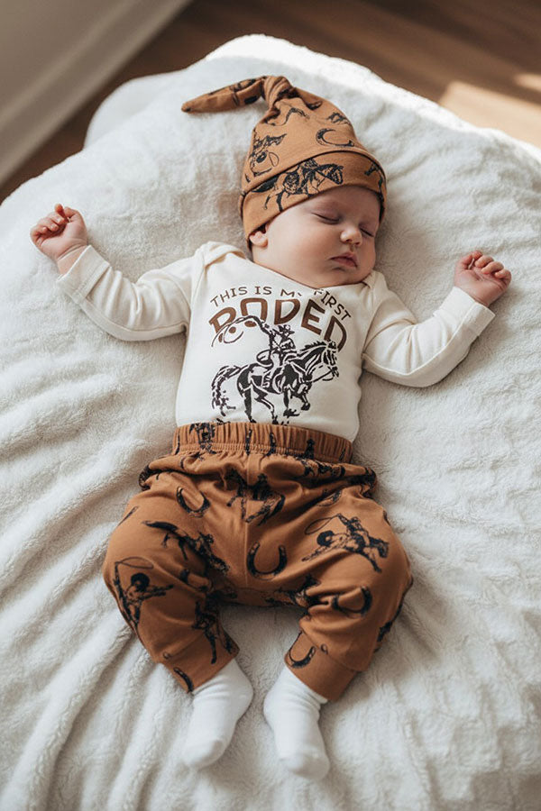 Western rodeo kid romper & pant & hat 3pc baby boutique sets 2601087M