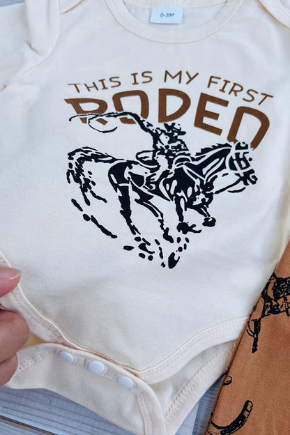 Western rodeo kid romper & pant & hat 3pc baby boutique sets 2601087M