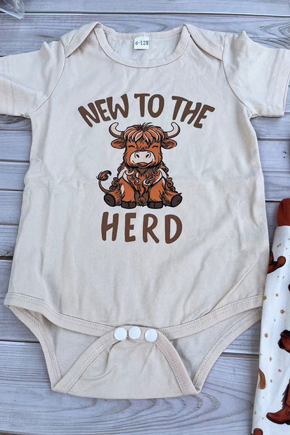 Western NEW TO THE HERD romper & pant & hat 3pc baby boutique sets 2601089M
