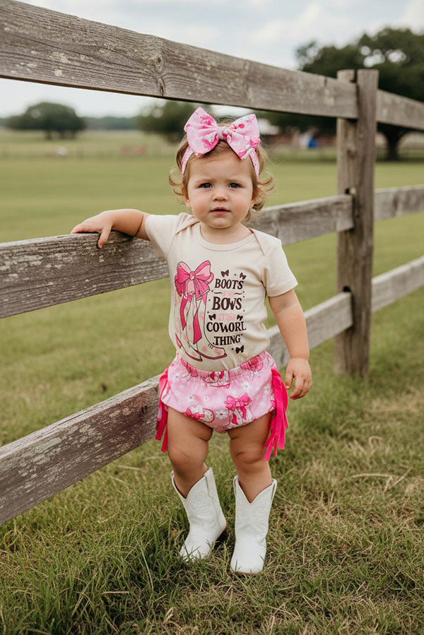 Western cowgirl romper & fringe bloomer baby boutique sets 2601090M