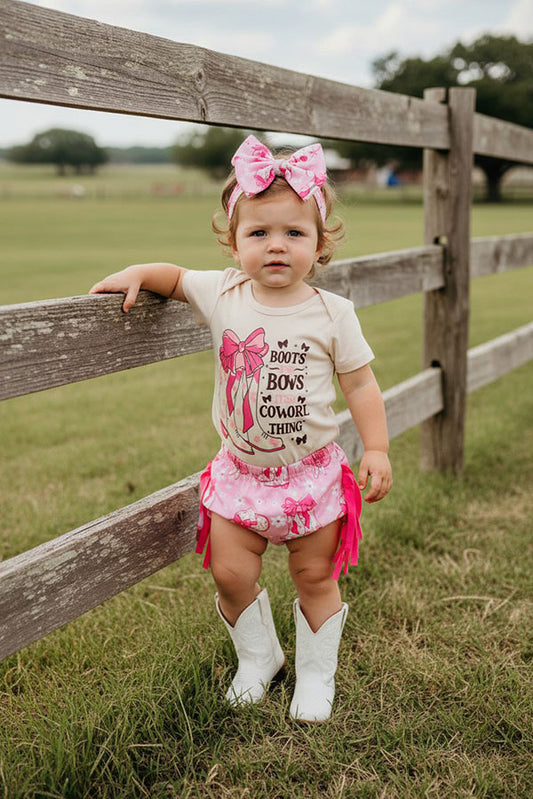 Western cowgirl romper & fringe bloomer baby boutique sets 2601090M