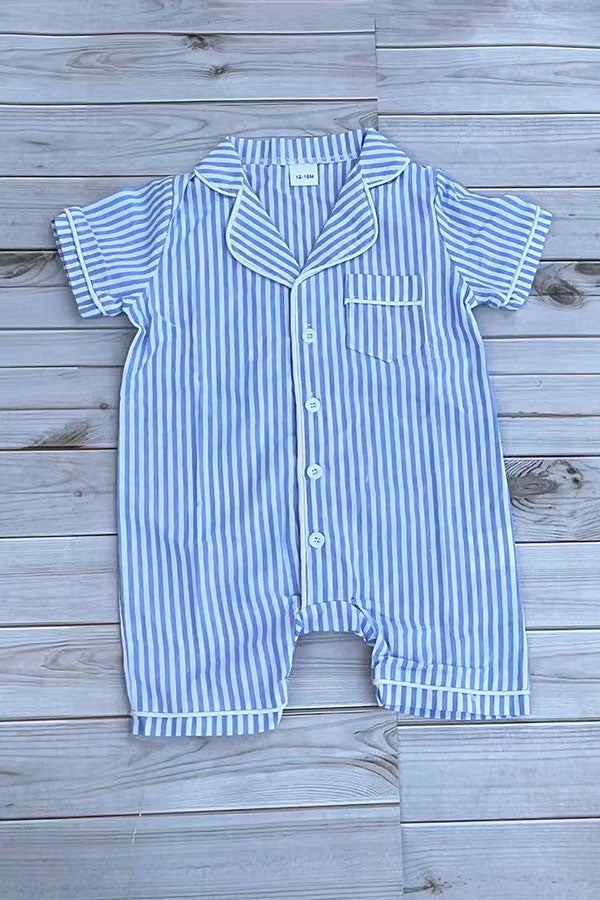 Chic one piece blue striped short sleeve baby boutique jumpsuit 2601092M