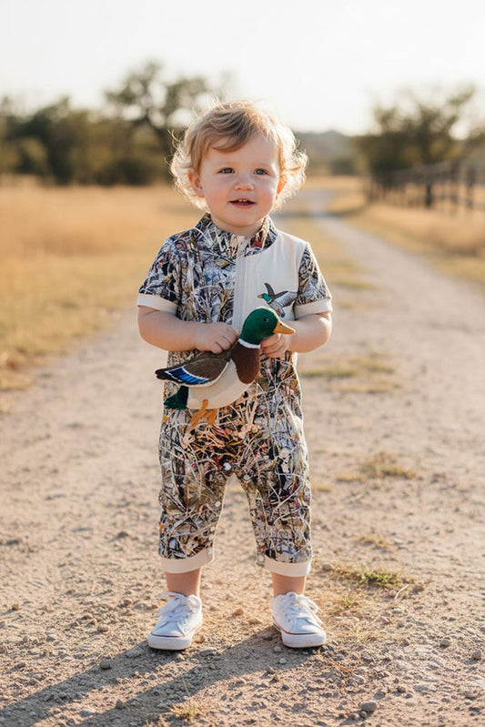 Western mallard embroidery short sleeve baby boutique jumpsuit 2601093M