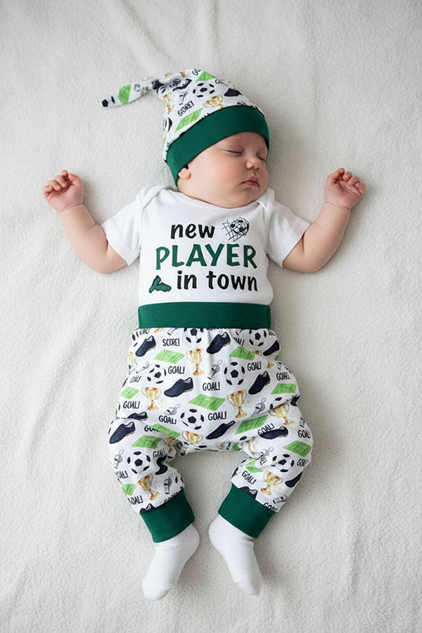 Western soccer romper & pant & hat 3pc baby boutique sets 2601094M